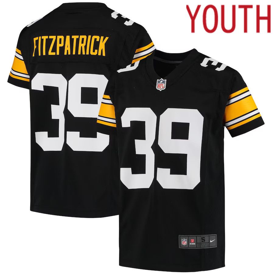 Youth Pittsburgh Steelers #39 Minkah Fitzpatrick Nike Black Alternate Game NFL Jersey->youth nfl jersey->Youth Jersey